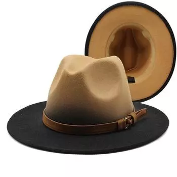 Соответствие цветов постепенное изменение цвета джазовая шляпа женская модная шерстяная шляпа цилиндр мужская уличное солнцезащитное колье M56-58cm