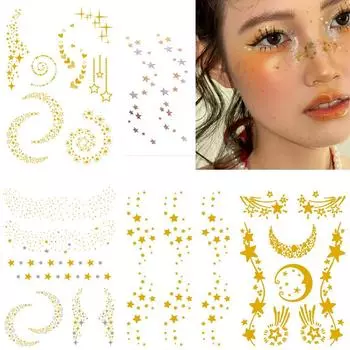 SoPeep Glitter Tattoo Sticker Gold Halloween Club, 1 комплект, сияющий