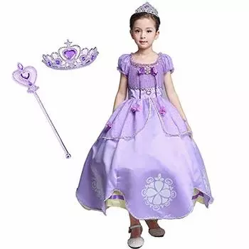 Sophia Princess Kids 110 110 см [MANAMANA] Детское платье, Платье, Тиара, Палочка, Комплект из 3 предметов, Костюм, Фиолетовый, Девочки, фиолетовый