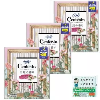 Sophie Center Компактные для обильных ночей 12 простыней x 3 пакета 36 бонусов включены Ароматизированные натуральные перьевые гигиенические салфетки Тонкие Оптовая покупка Натуральные