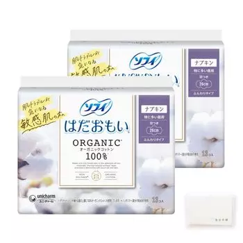 Sophie Hadaomoi Органический хлопок с крылышками Специально для дневного использования 26 см шт. 2 Гигиенические прокладки Оригинальная салфетка включена Оптовая закупка (13 сумок)