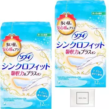 Sophie Synchro Fit для дневного использования в напряженные дни 12 шт. x 2 В комплект входят оригинальные салфетки DailyGlow. Гигиенические изделия Unicharm шт. x + (12 2)