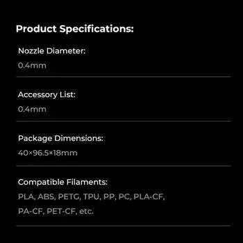 Сопло Creality 0,4 мм QuickSwap HighFlow Printing Цельнометаллическая интегрированная конструкция Простая установка разноцветный