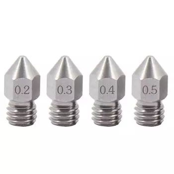 Сопло с резьбой из нержавеющей стали M6 0,2/0,3/0,4/0,5/0,6/0,8/1,0 мм, сопло для экструдера Hotend, 3d-принтер 1.75/0.2mm