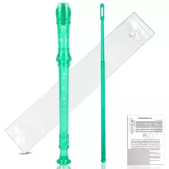 Сопрано немецкий стиль C съемный комплект хрустальных блокфлейт чистка аппликатура прозрачная зеленая блокфлейта, ключ, флейта с 8 отверстиями, 3, AS+ABS (с зелёный