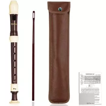 Soprano Recorder Baroque Style ABS Resin Di C Tone 8 Hole Flute Detachable Set of 3 Comes with Cleaning Fingering Leather Storage Bag Easy for
