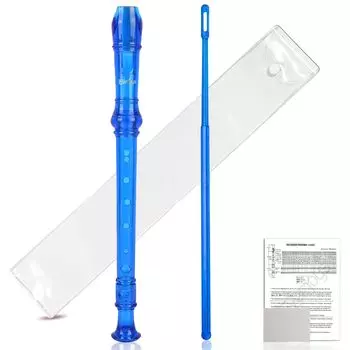 Soprano Recorder for Beginners School Students German Style C Key 8 Hole Flute Detachable 3 Pieces Crystal Music Recorder Fingering Transparent