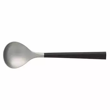 Sori Yanagi Простые столовые приборы для удобства использования, нержавеющая сталь Tsubamesanjo, черная ручка, суповая ложка, элегантный дизайн для гладкого рта, можно мыть в посудомоечной машине, 1 шт.