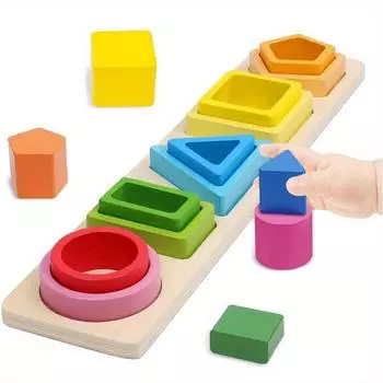 Sorting and stacking toys, shape and colour recognition blocks Matching fine motor skills learning wooden toys, learning puzzles as gifts
