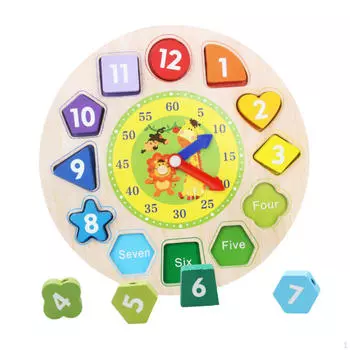 Сортировщик фигур Часы Время Игрушка Когнитивные навыки Образовательные строительные блоки Головоломка Дети