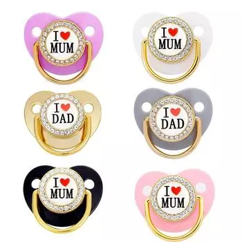 Соска для детского душа, подарок, детская пустышка, силиконовая, без BPA, соска для новорожденных, пустышки для новорожденных для детей 6-12 месяцев, я люблю маму, папу Mum белый