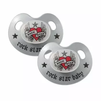 Соска-пустышка Baby Nova Rockstar Baby DX Heart Wing SS мес. и 0-6 чёрный