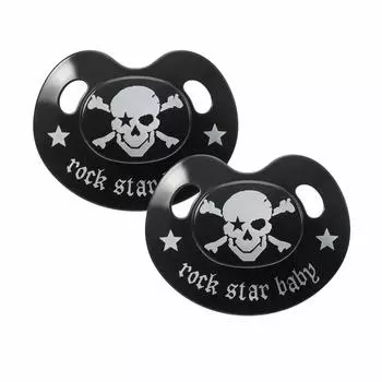 Соска-пустышка Baby Nova Rockstar Baby DX Skull S мес. 6-18 чёрный