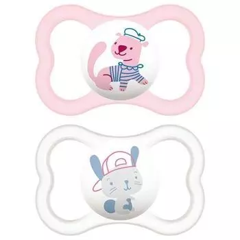 Соска-пустышка Mam Baby Air 6 силиконовая розовая 2U