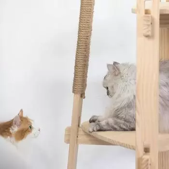 Сосновое дерево кошачье дерево трехслойная башня когтеточка кошачья рама большая деревянная кошачья платформа для прыжков когтеточки для домашних животных