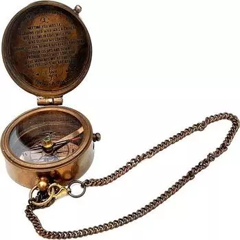 Состаритесь с латунным компасом с гравировкой ME ON Chain Direction Magnetic Compass