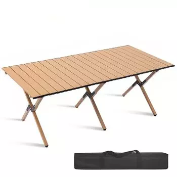 SOTCAR Уличный складной стол 120x60x45 см, кемпинговый стол, складной, компактный, легкий, портативный, легко собирается, деревянный, обеденный стол для пикника на открытом воздухе