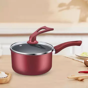 Сотейник для молока 16 см со стеклянной крышкой 1,7 л, легко моется, многоцелевой, для супа, каши