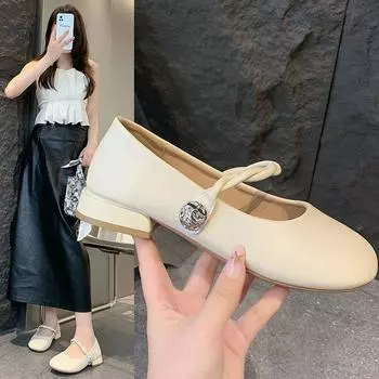 Сотни туфель Shallow Mouth Single, серебристые туфли на плоской подошве, туфли Niche Mary Jane, женская обувь весна и лето 35 серебряный