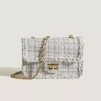 Сотни высококачественных вещей Sense of Tide. Маленькая твидовая сумка на цепочке с ароматным ветром. Сумка подмышки. Маленькая квадратная сумка через плечо на одно плечо.