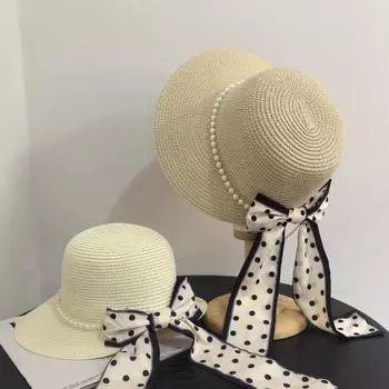 Сотня маленьких свежих бантов рулон пограничной защиты от солнца соломенная шляпа женская сезонная пляжная шляпа для отдыха на море M56-58cm хаки