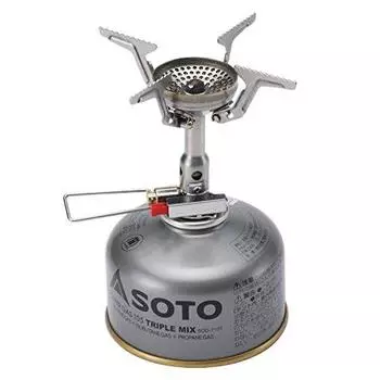 SOTO SOD-320 Single Burner, Compact, Stove, Storage Pouch, OD Can, Solo, Camping, Mountain Climbing, Amicus, Made in Japan