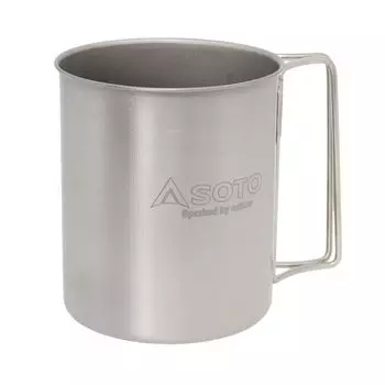 SOTO Titanium Mug 450ml Ultra Light 53g Thickness Folding Handle Made in Japan Camping Outdoor Cup Mug 0.3mm SOD-532 серебряный
