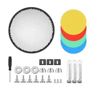 Сотовый абажур для фотосъемки, 60 градусов с 4 цветными фильтрами для 180-250 мм/7,1-9,8 дюйма 18MM