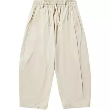 Сотрудничество Li Ning X Jackie Chan Однотонные спортивные брюки средней посадки с кулиской, свободные, длиной до щиколотки, вязаные, мужские брюки, овсяно-серый AKQU423-1 L