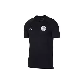 Сотрудничество Paris Saint-Germain x Jordan с буквенным принтом и круглым вырезом, быстросохнущая футболка с короткими рукавами, топы унисекс, черный AJ2396-011 S