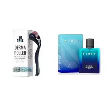 Sotrue Derma Roller для роста волос 1 мм с 540 титановыми иглами и парфюмом Djokr Marine для мужчин 100 мл