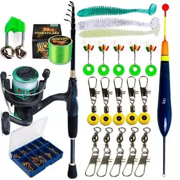 Sougayilang1,8-2,4 м телескопическая удочка из углеродного волокна, набор удочек, набор пресноводных безводных лесок 1.8M зелёный