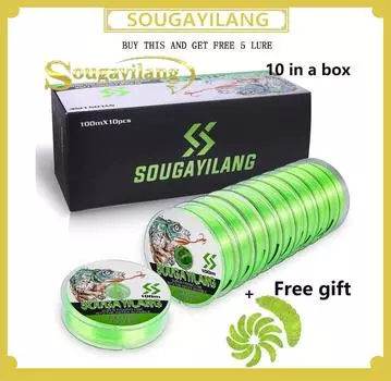 Sougayilang 1000 м зеленые нейлоновые лески рыболовные аксессуары рыболовная леска для ловли карпа супер прочная леска для соленой и пресной воды 0.18 зелёный