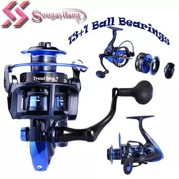 Sougayilang 13 + 1BB спиннинговая рыболовная катушка с металлическим корпусом, прочный 5 кг, сильная мощность, катушка ZM 2000-5000 2000 чёрный/синий