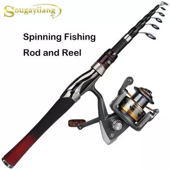 Sougayilang 1,6 м телескопическая спиннинговая удочка для спорта на открытом воздухе и путешествий портативная сверхлегкая 11BB спиннинговая рыболовная катушка комбинированная удочка 1.6m&Series 2000