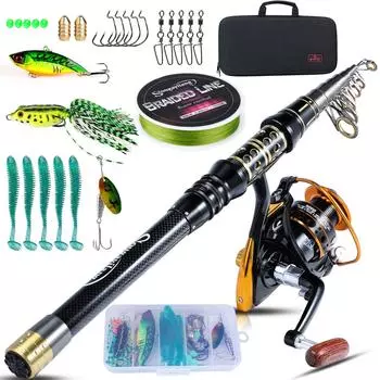 Sougayilang 1,8-3,0 м набор катушек для удочки, телескопическая удочка, спиннинговая катушка, рыболовные приманки, крючки, леска 1.5 M and Series 3000