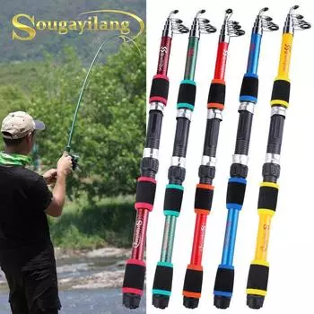 Sougayilang 1 шт./2 шт./3 шт/4 шт/5 шт 1,5 м/1,8 м удочки 5 цветов переносная телескопическая спиннинговая удочка для ловли карпа 1.8M красный