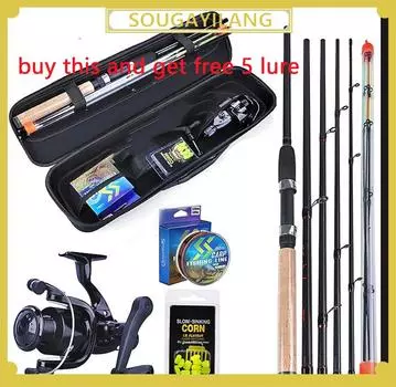Sougayilang 3,0 м комбинированная фидерная удочка LMH для ловли карпа и катушка для карпа с сумкой для переноски с крючком для наживки на карповую леску серебряный