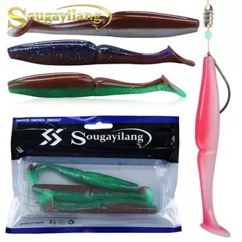 Sougayilang, 3 шт., мягкие рыболовные приманки, червячные приманки, 11,5 см, приманки, рыболовные снасти для окуня Isca De Pesca 3Pcs зелёный