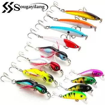 Sougayilang 4 шт./карта рыболовная приманка живопись верхневодные воблеры воблеры карандаш искусственная жесткая приманка красный