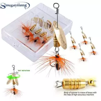 Sougayilang 4 шт. рыболовные приманки с металлическими блестками для окуня, форели, окуня, щуки, вращающиеся рыболовные приманки 4PCS