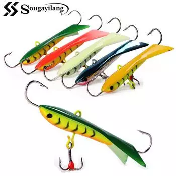 Sougayilang 5 шт. приманка для зимней рыбалки на открытом воздухе, зимние виды спорта на открытом воздухе, 3D глаза, рыболовные джиг-приманки, рыболовные крючки, снасти 5PCS