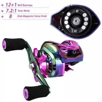 SOUGAYILANG Baitcasting Reel 12 + 1BB 7,2:1 Высокоскоростное рыболовное колесо Литейная катушка для пресноводных и соленых рыболовных катушек Left hand разноцветный