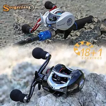 Sougayilang Baitcasting Reel Ультралегкая гладкая рыболовная катушка с магнитным тормозом Морская рыболовная катушка left hand чёрный