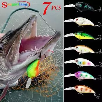 Sougayilang Crankbaits Рыболовная наживка для гольяна Рыболовная приманка Наживка для рыбалки Жесткая приманка Pack of 7