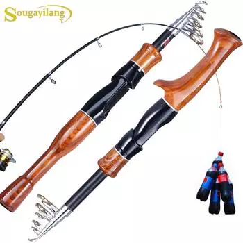 SOUGAYILANG дорожная портативная телескопическая удочка 1,6 м из стекловолокна высокой плотности для литья спиннинговой удочки рыболовные принадлежности Casting