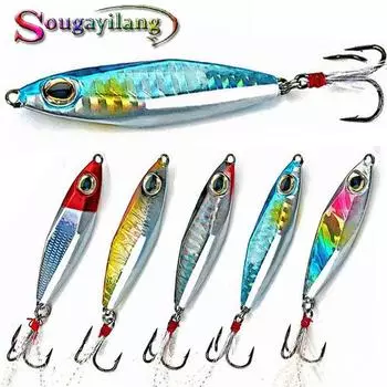 Sougayilang джиг-приманка, тонущая металлическая ложка, микро-джиговая приманка для морской пресноводной рыбалки 5pcs