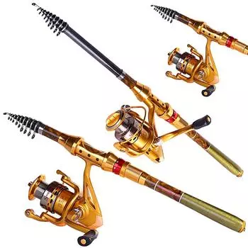 Sougayilang Fishing Combo Carbon 1,8-3,6 м, телескопическая удочка и спиннинговые катушки, рыболовные наборы 180cm rod and 2000 reel