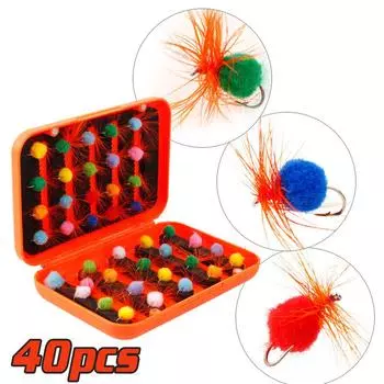 SOUGAYILANG Fly Bait 40/Box Hair Ball Набор наживок для спорта на открытом воздухе, для любителей рыбалки, приманки для рыбалки 40PCS