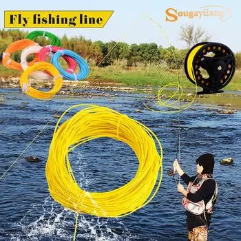 Sougayilang Fly Line 100FT Вес вперед Плавающая леска для ловли нахлыстом Рыболовные снасти для ловли нахлыстом 4F жёлтый